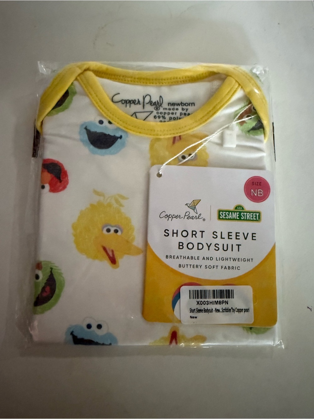 Copper Pearl Sesame Street Yellow Short Sleeve Bodysuit - NB